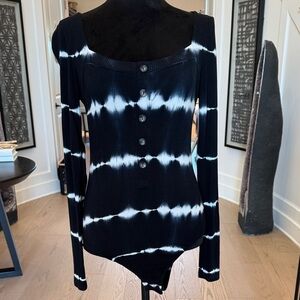 Ten Sixty Sherman Black & White Tie-dye Bodysuit